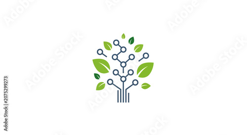 A digital tree icon representing the fusion of technology and nature
