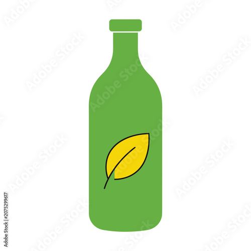 Green bottle with yellow leaf icon