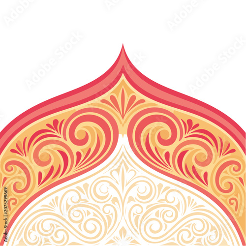 Ornamental Arch Pattern with Swirls and Scrollwork