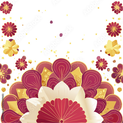 Ornamental Floral Border with Gold Accents