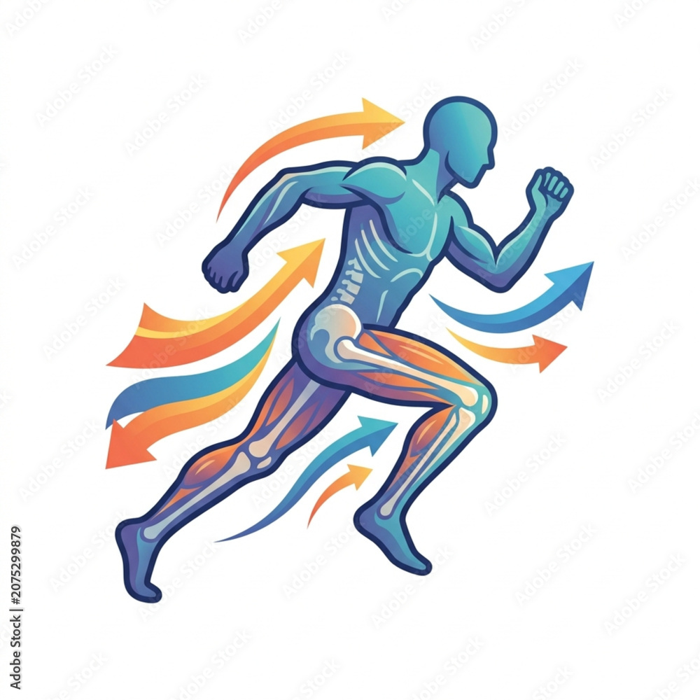 Obraz premium Human Anatomy Runner Motion Arrows.