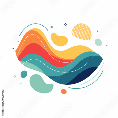 Abstract Colorful Fluid Shapes and Waves