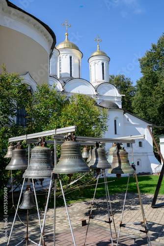 Bells in the courtyard of the Transfiguration Monastery near the Church of the Resurrection of Christ in Yaroslavl