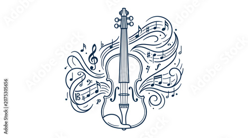 Foto Violin Music Notes Doodle Illustration