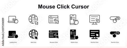 Obraz na płótnie Mouse click cursor web banner icons set