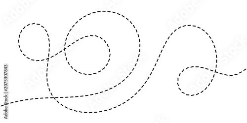Принти на полотні Abstract dotted line path art on white background, representing movement and flu