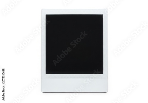 A white polaroid photo frame on a white background