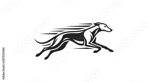 Quadro su tela Stylized running greyhound dog mascot logo.