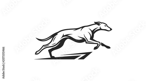 Foto Stylized running greyhound canine line illustration