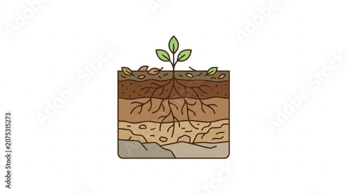 Photos Plant Roots Growing Through Soil Layers.