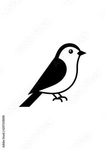 Simple black and white bird icon on white background