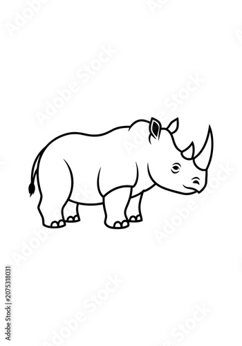 Simple line art rhinoceros illustration