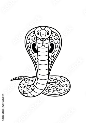 Stylized black and white cobra snake line art