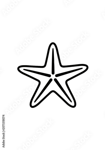 Simple black outline starfish on white background