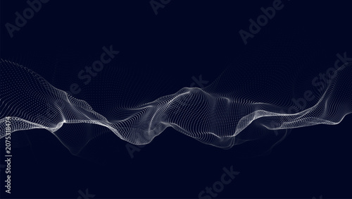 Vector futuristic wave on a blue background. Digital technologies. Big data.