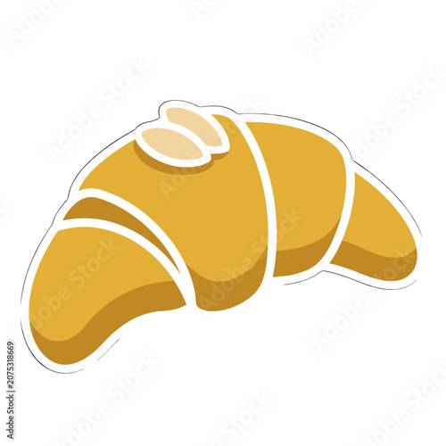 Golden croissant flat vector illustration