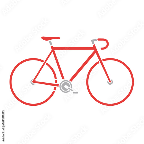 Red road bicycle flat vector icon