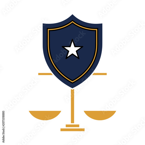 Shield with Star and Scales of Justice Icon