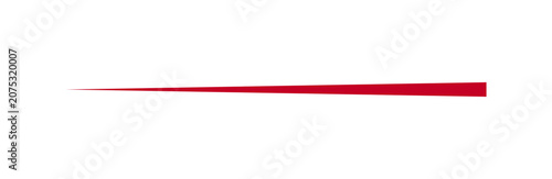 Minimalist Deep Red Horizontal Tapered Line Sharp Pointed Wedge Calligraphy Stroke Geometric Design Element Isolated on Transparent Background