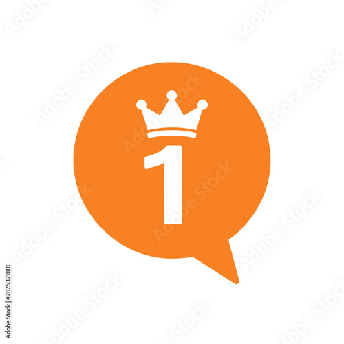Number One Ranking First Place Winner Icon, Speech Bubble Vector Symbol for Top Position Achievement and Leader Status