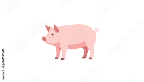Pink Cartoon Pig Illustration, Isolated Vector Icon with Transparent Background for Farm, Agriculture or Pet Design Projects