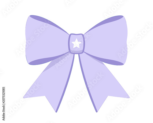Purple Bow Vector Icon with Star Center, Isolated Transparent Background for Wedding Party or Gift Decoration Design