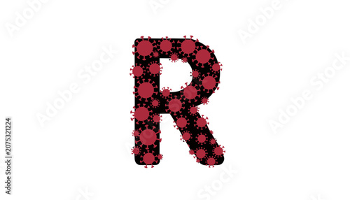 Red Virus Particle Letter R Icon, Isolated Transparent Background Vector Illustration for Health and Medical Design