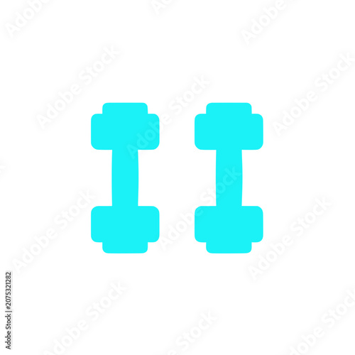 Two Dumbbell Weights Vector Icon, Fitness Exercise Symbol for Gym Workout and Strength Training App Interface
