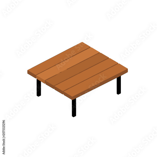 Wooden Outdoor Patio Table Vector Illustration, Isolated Transparent Background for Web Design and Digital Marketing Assets