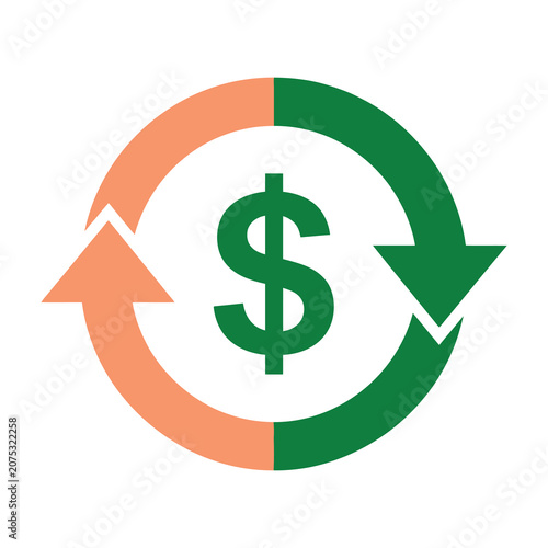 Dollar sign in circular arrows