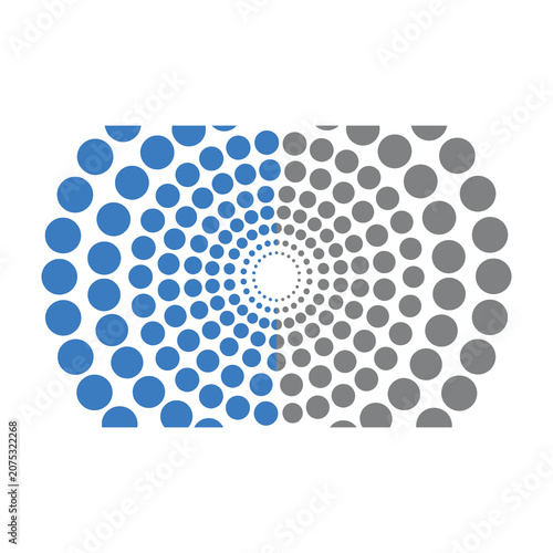 Blue and gray spiral dot pattern background