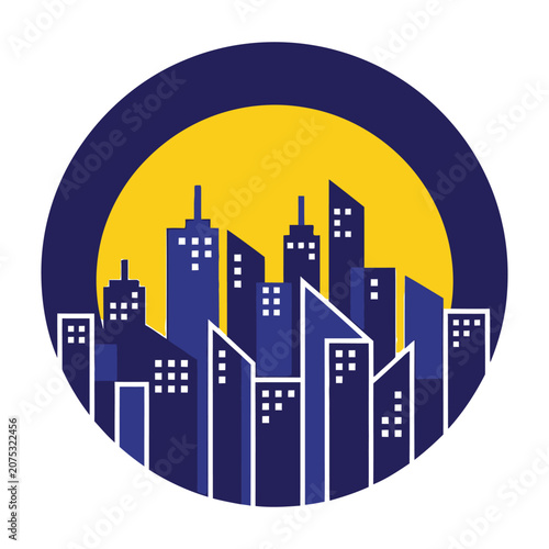 City skyline at sunset vector illustration