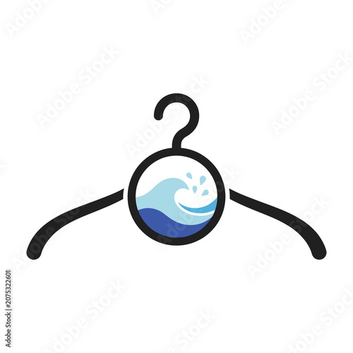 Hanger with ocean wave design on white background