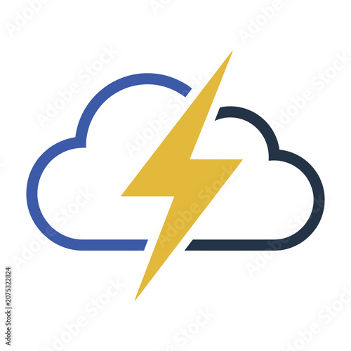 Lightning bolt striking a cloud weather symbol