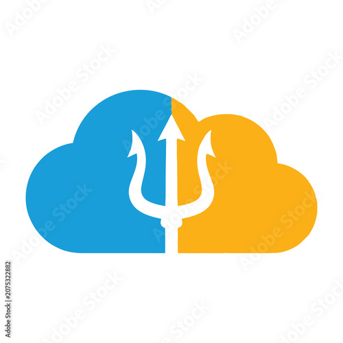 Cloud storage devil trident icon symbol