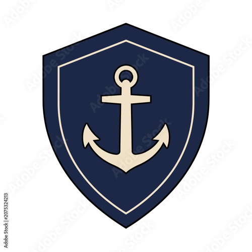 Nautical Anchor and Shield Emblem Vector