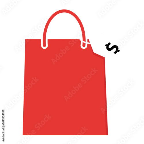 Red shopping bag with dollar sign icon
