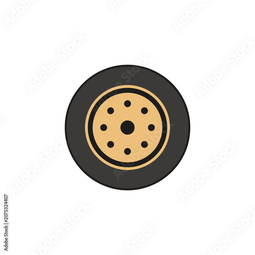 Chocolate chip cookie flat vector icon