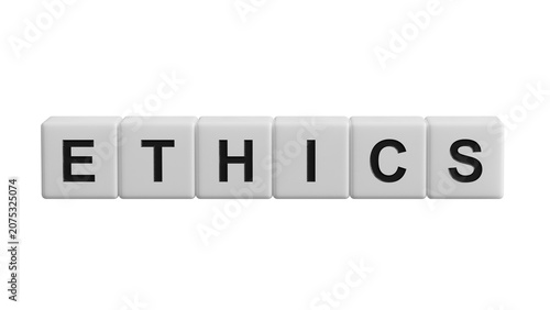 Schilderij op canvas wooden cubes with word ethics