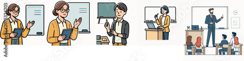 the teacher is teaching in class