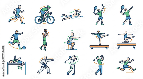 Collection of Diverse Sports Athletes Performing Various Athletic Activities.