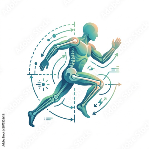 Human Anatomy Skeleton Runner Motion Study.