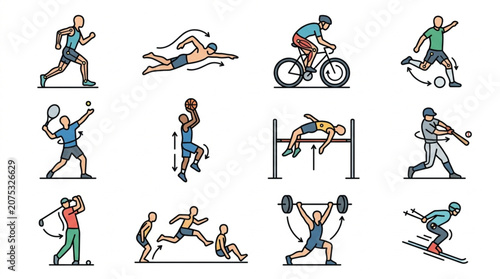 Collection of Diverse Sports Athletes in Action Poses.