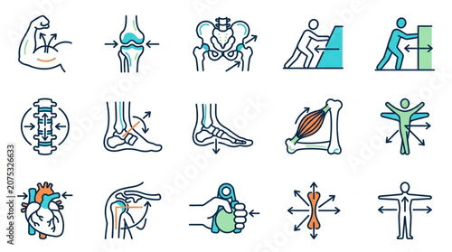 Human Anatomy and Physiology Icons Set.