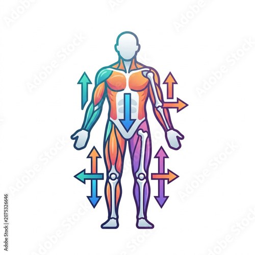 Human Anatomy Muscular System Movement Arrows.