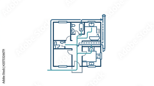 Architectural floor plan of a modern apartment layout.