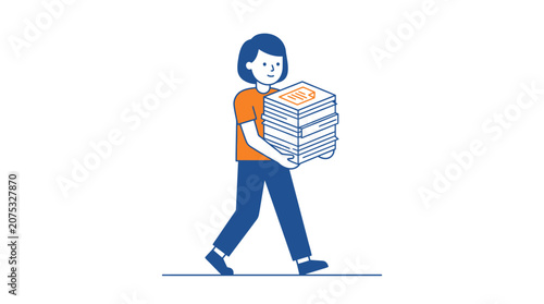 Person carrying a stack of papers