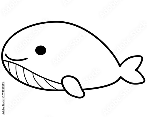 かわいいクジラのモノクロアイコン