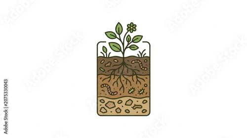 Photos Plant Growing In Soil Layers With Roots Visible.