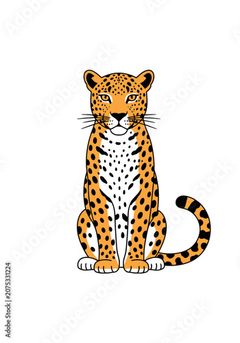 Stylized leopard illustration with orange and black spots